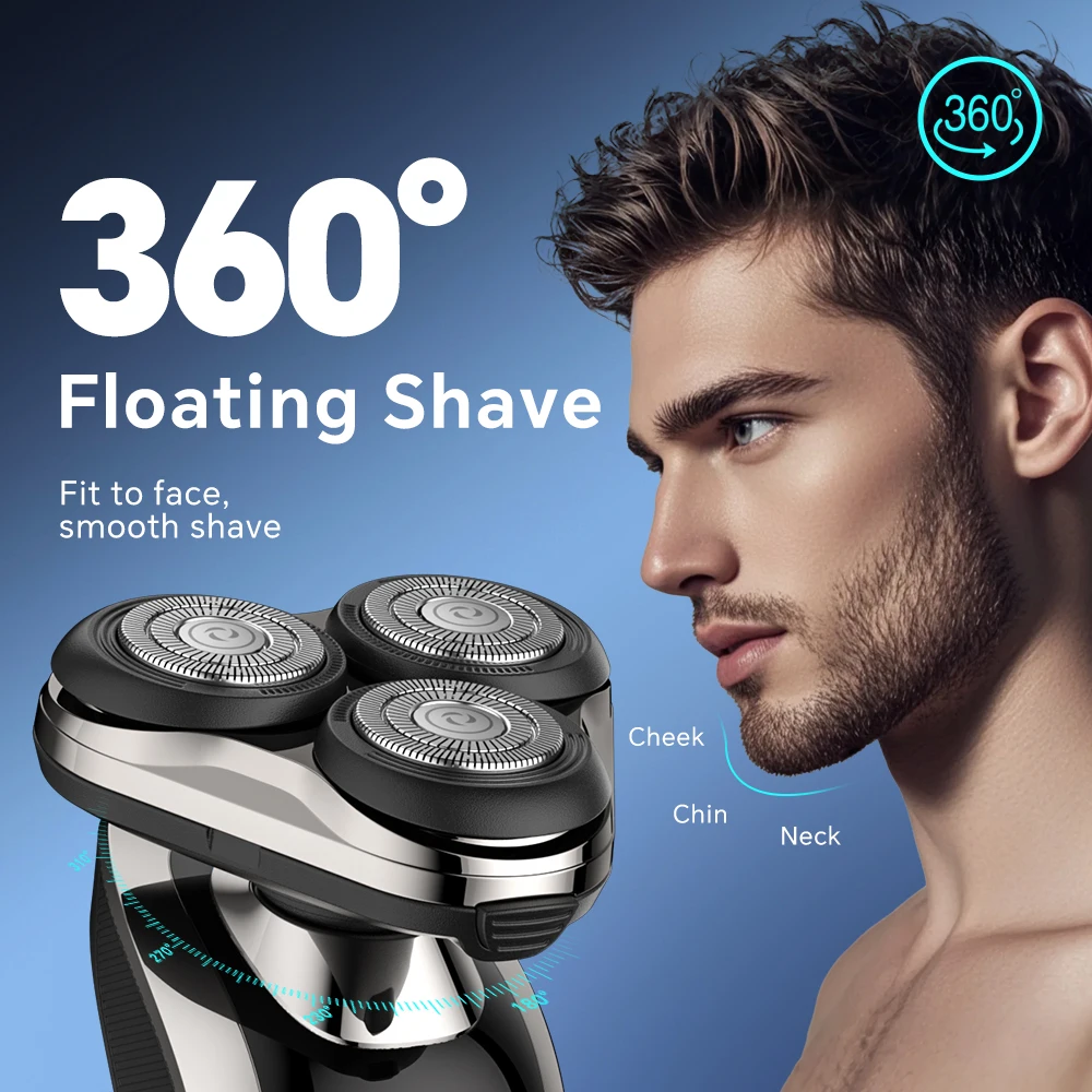 Three-Blade Rotary Electric Shaver USB Powered Waterproof Floating Rotating Type-C Charging for Household RV Hotel Use supplier