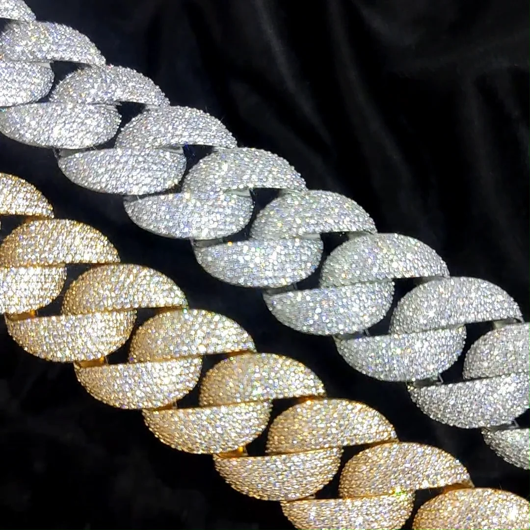 22mm Iced Out Full Diamond Cuban Link Chain Necklace For Women 0362