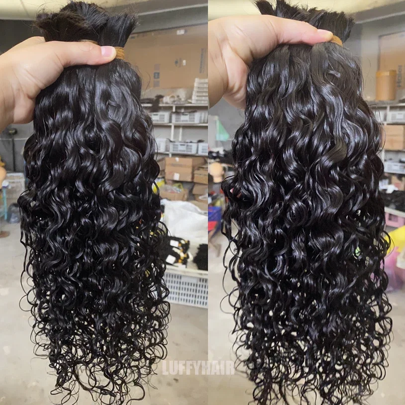 Capelli umani ondulati all'ingrosso per intrecciare capelli brasiliani Remy senza trama, estensioni complete fino in fondo_voghion.com