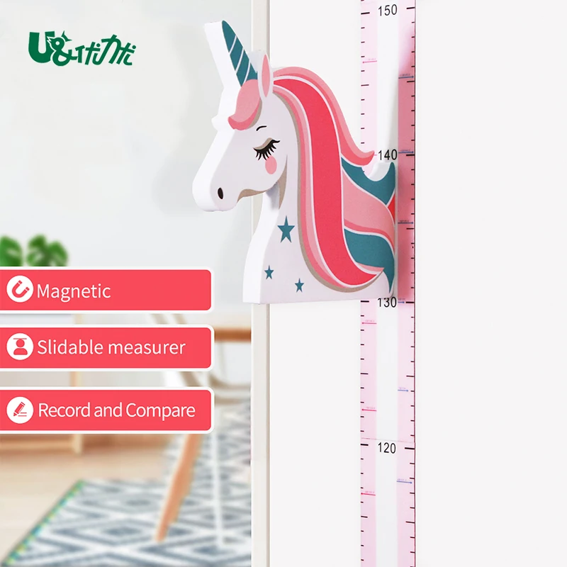 Unicorn Children's Size Ruler Children's Room Wall Growth Map Cartoon Magnetic Height Ruler