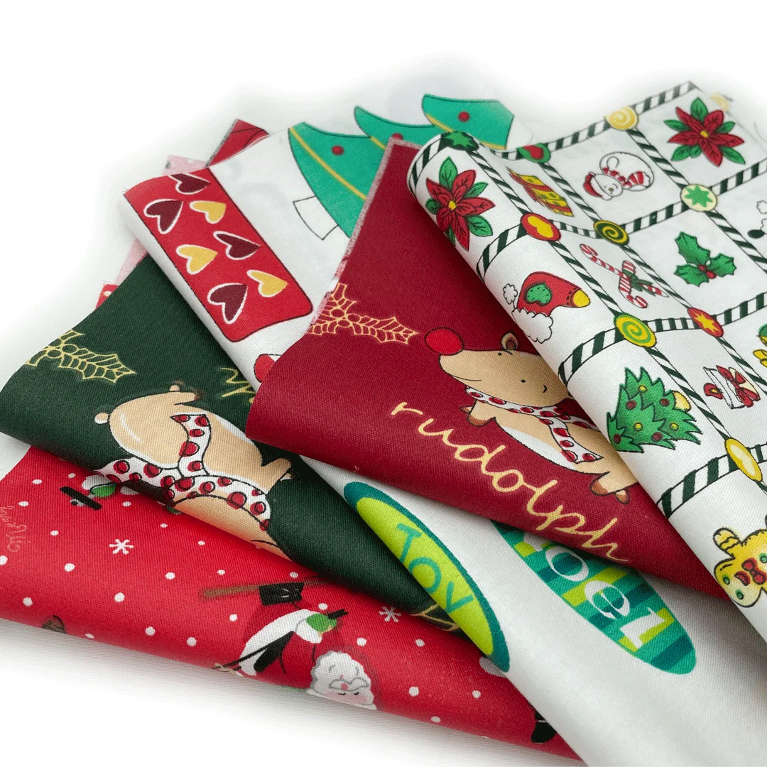 5 шт. Рождественская стеганая ткань пэчворк Рождественская Снежинка печатная красная и зеленая Рождественская ткань для DIY