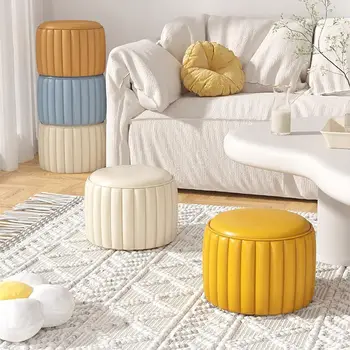 Small Stool Household Soft Seat Living Room Sofa Stool Tea Table Small Board Leather Sitting Round Chair Factory Direct Sale