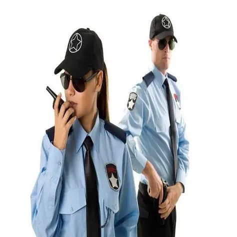 New Design High Quality Custom Blue Cotton Security Guard Uniform Long Sleeve Shirt With Epaulette