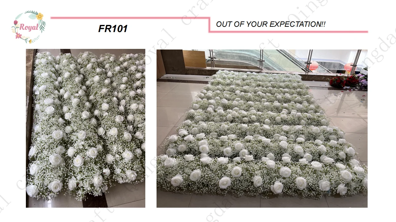 Customized Artificial Silk White Rose Flower Row Table Runner Wedding ...