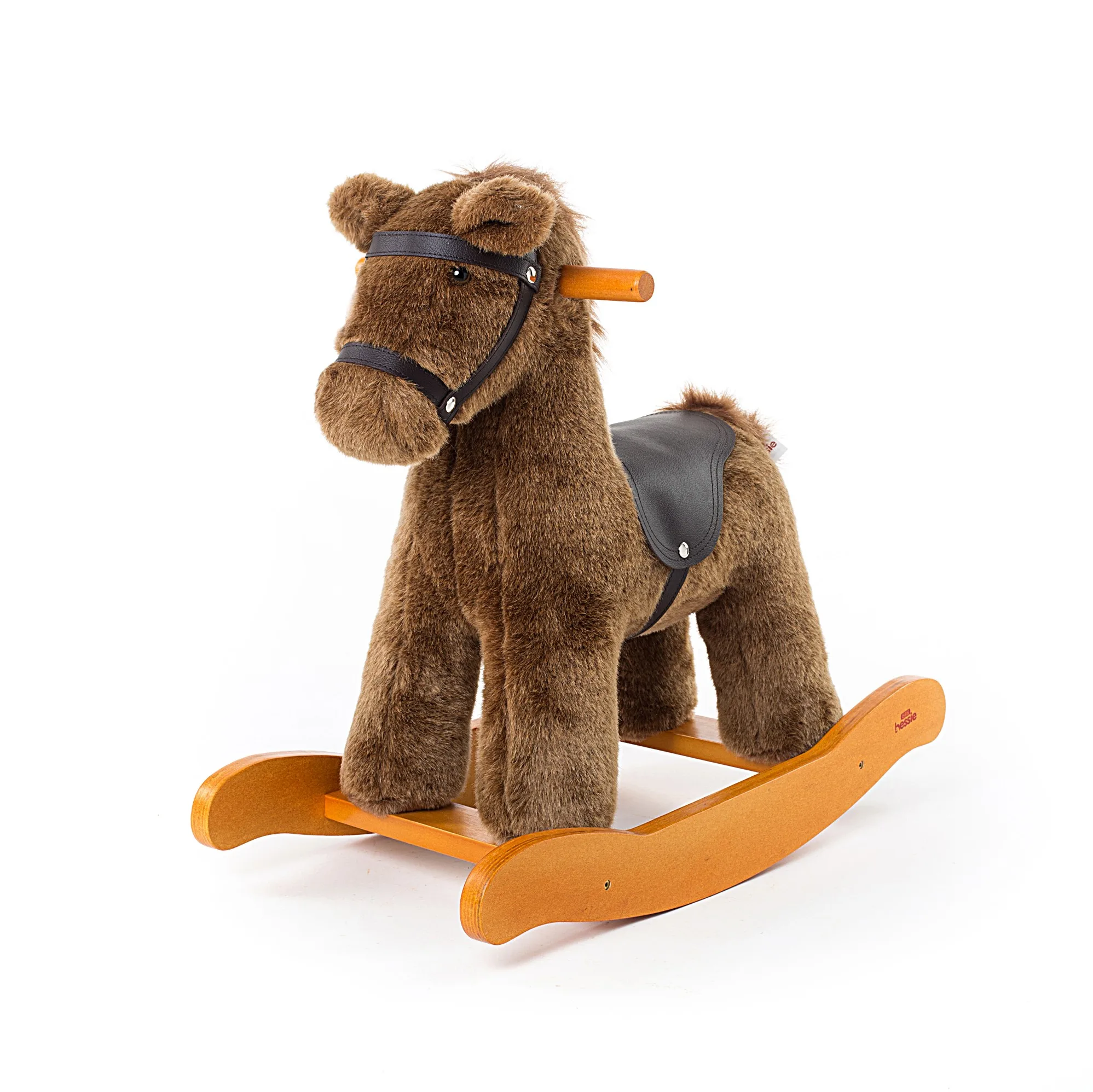 Holiday gift Velour wooden Animal plush wing toys  England Knight brown pony rocking horse with stock
