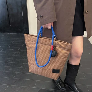 Custom Plaid Design Simple Leisure Travel Commuting Large Oxford Cloth Tote Bag Durable Portable Shoulder Bag for Women