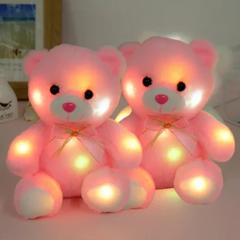 20CM Colorful Glowing Luminous Anime Plush Toys Baby Stuffed Animal LED Toys Lighting Stuffed Bear Teddy Bear Lovely Gifts Kids