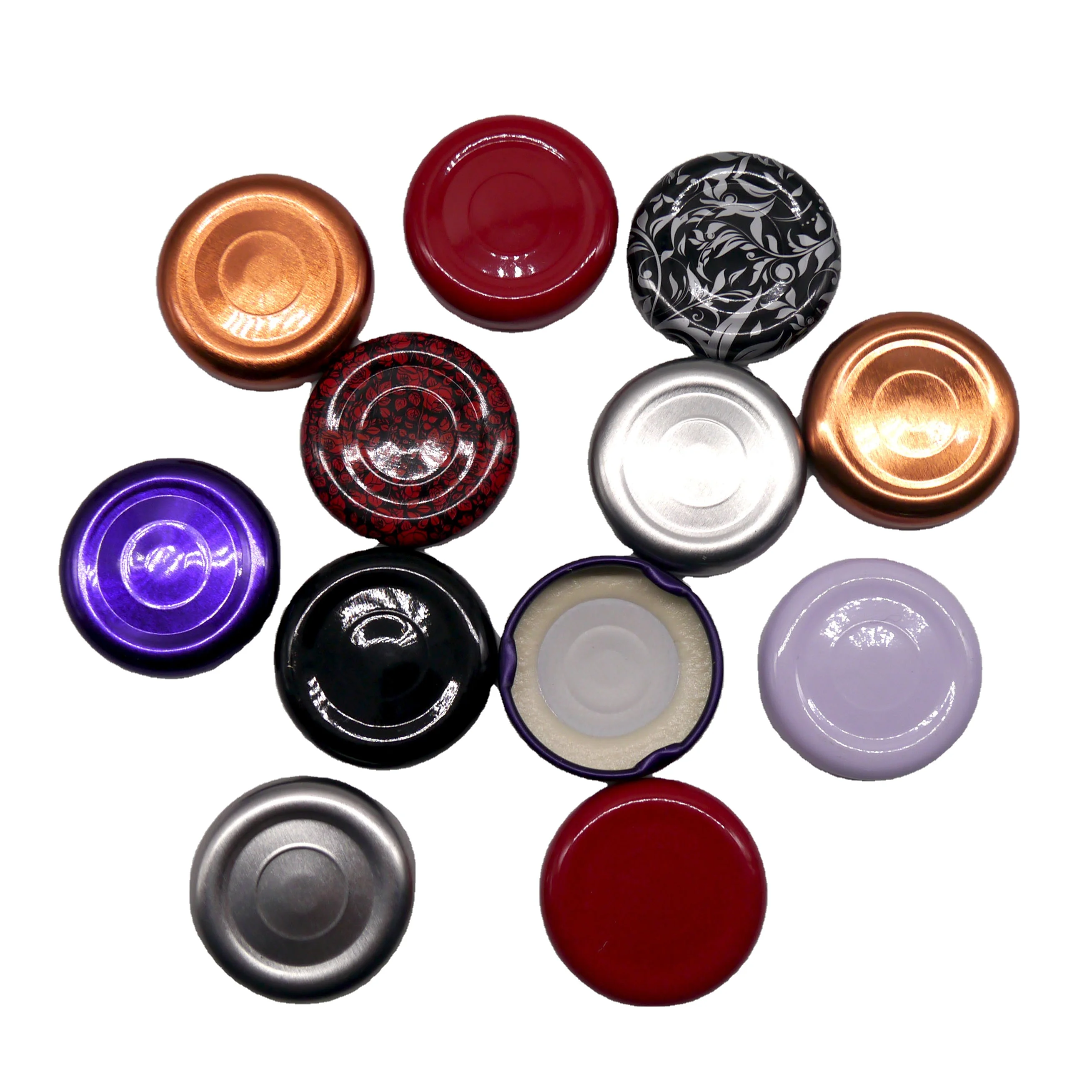 High Quality Customized Safety Button 38mm 43mm 53mm 66mm 77mm 82mm Twist Off Metal Lids Lug Cap for Glass Honey Bottle and Jar