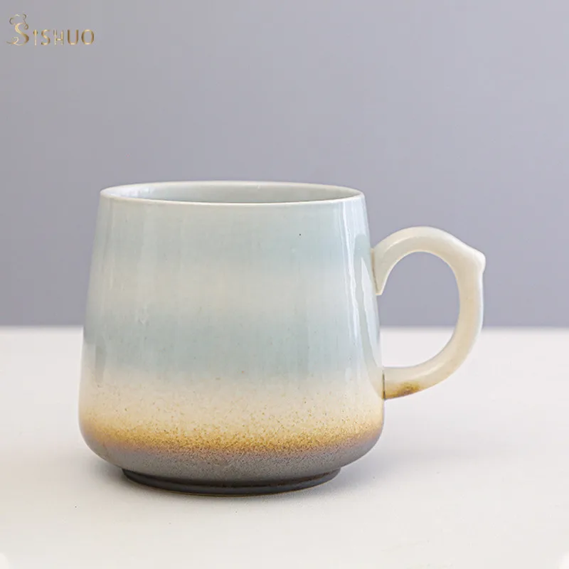 350ml Japanese Style Red Colors Ceramic Coffee Mugs With Handle
