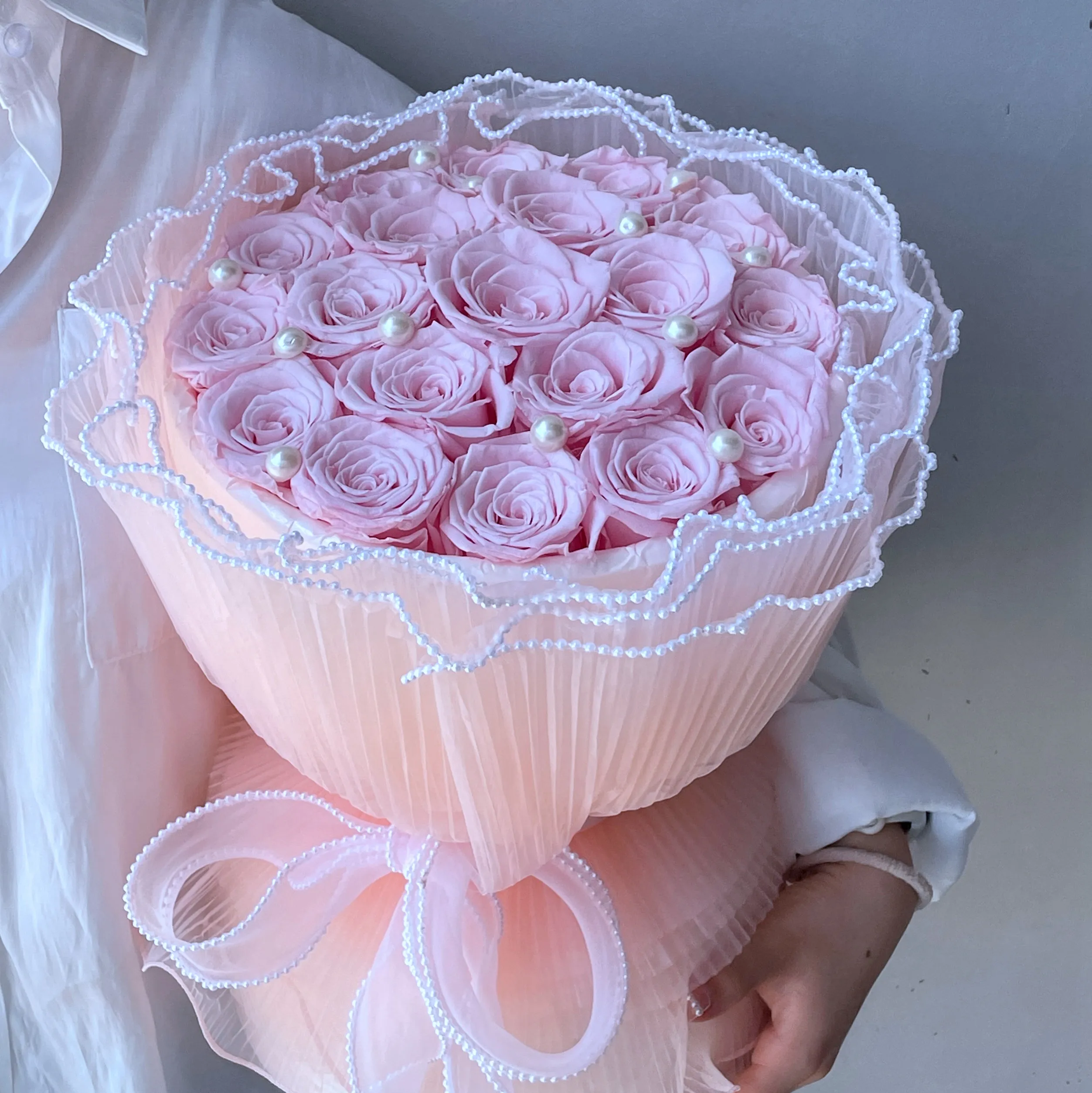 Preserved Flowers Bouquet For Mom, Pink Natural Real Roses For Delivery Prime, Hand Made Bouquet With Pop Up Greeting Card, Gifts For Mother's Day