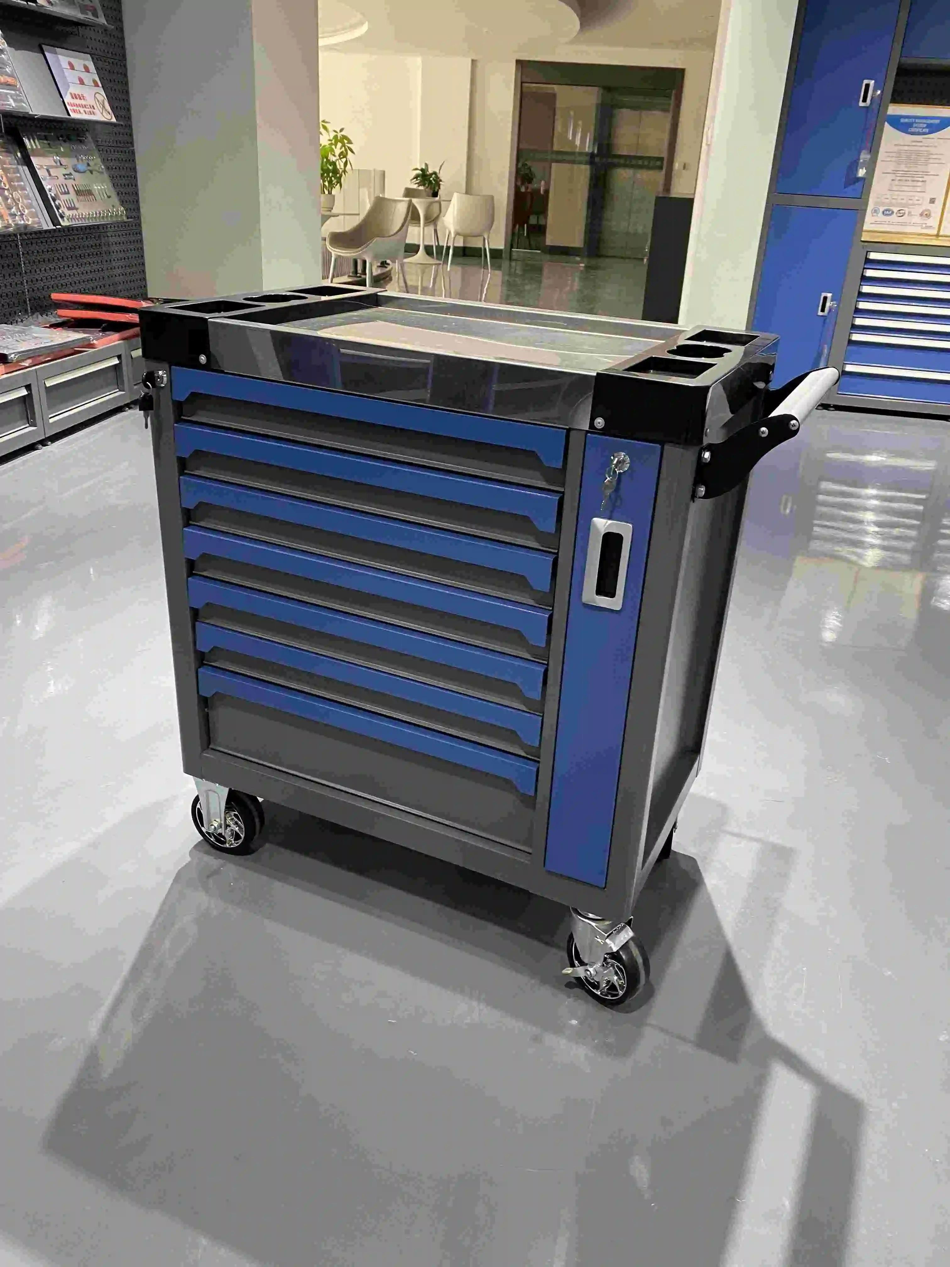 7 Drawers Rolling Metal Tool Cabinet Trolley Cart With Workshop Tool Sets Box Automobile Maintenance  Hardware Hardware Cabinet