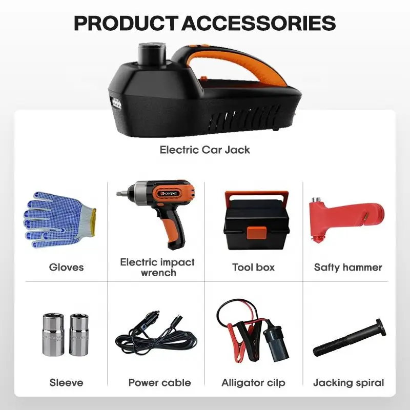 Conpex 2024 New Arrival 4 in 1 12V Electronic Car Jacks Portable Hydraulic Jack Electric Car Jack Kit
