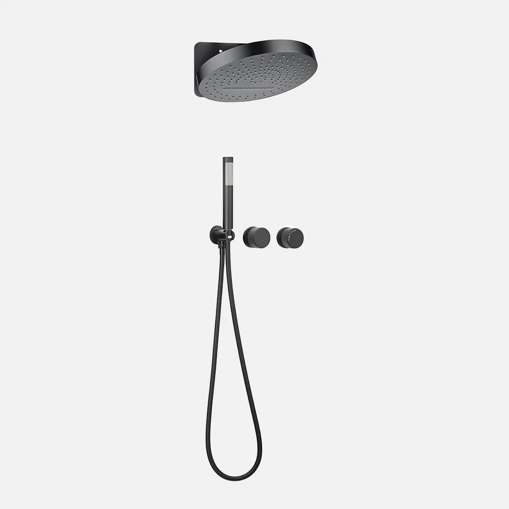 Luxury Ceiling Water Mixer Matt Black Exposed Shower Sets 2 Functions Wall Mounted Shower Mixer Brass Concealed Shower Mixer