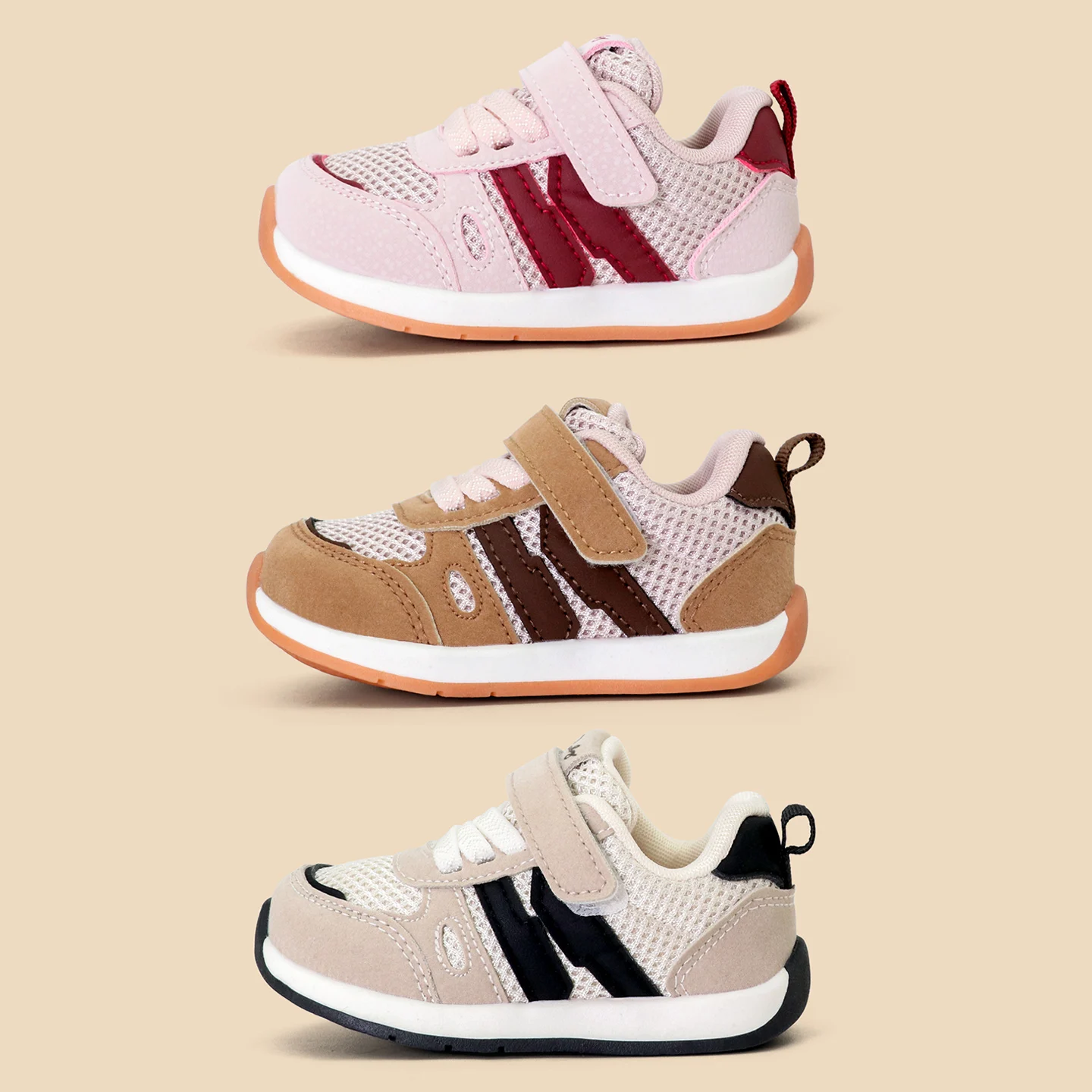 Hook&loop Mesh Breathable Design Spring Autumn Toddler Kids Baby Shoes 1-3 Years Old