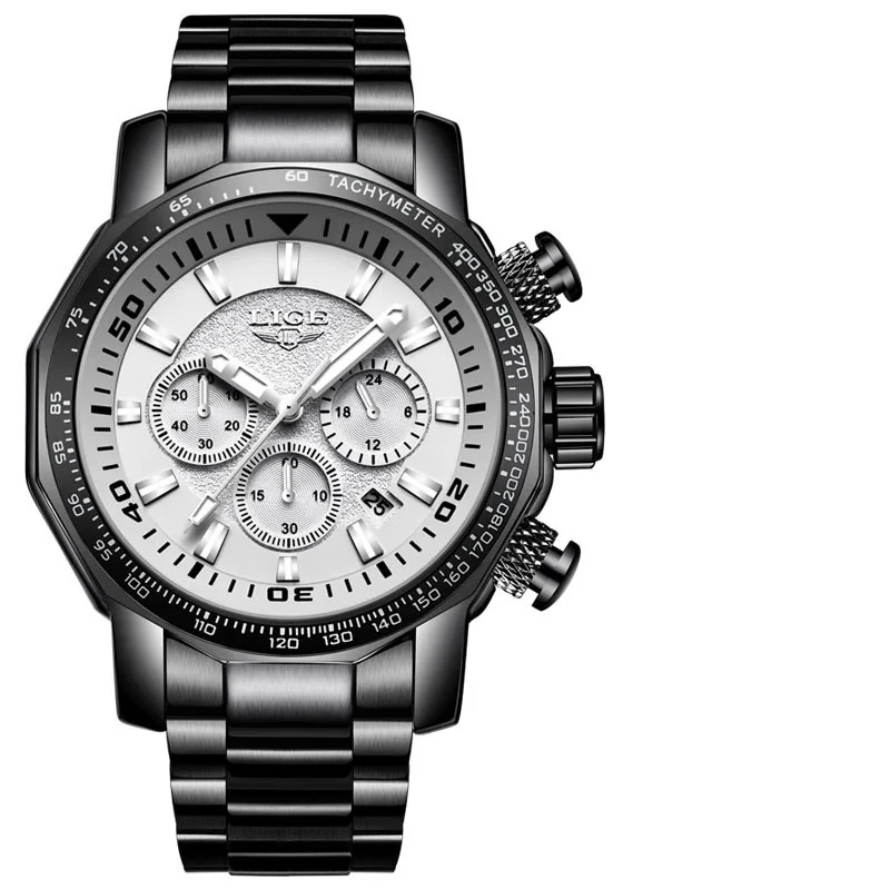 LIGE-reloj analógico de acero inoxidable para hombre, nuevo