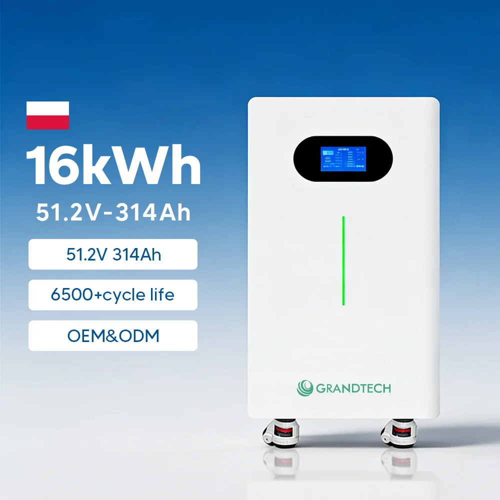 Склад у Польщі: літієво-залізо-фосфатний літієвий акумулятор 51,2 В, 314 А·год, 16 кВт·год, 20 кВт·год; настінна батарея для домашньої системи накопичення енергії для сонячної системи