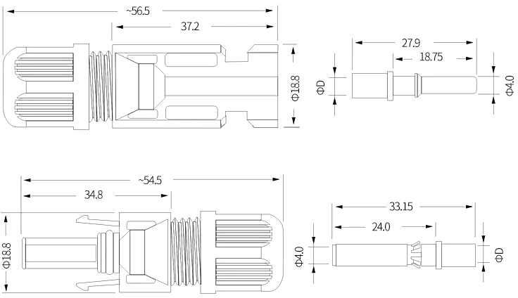 1000V 1500V DC 20A 30A 40A Male Female IP67 Waterproof Pair Solar Panel Cable Connectors