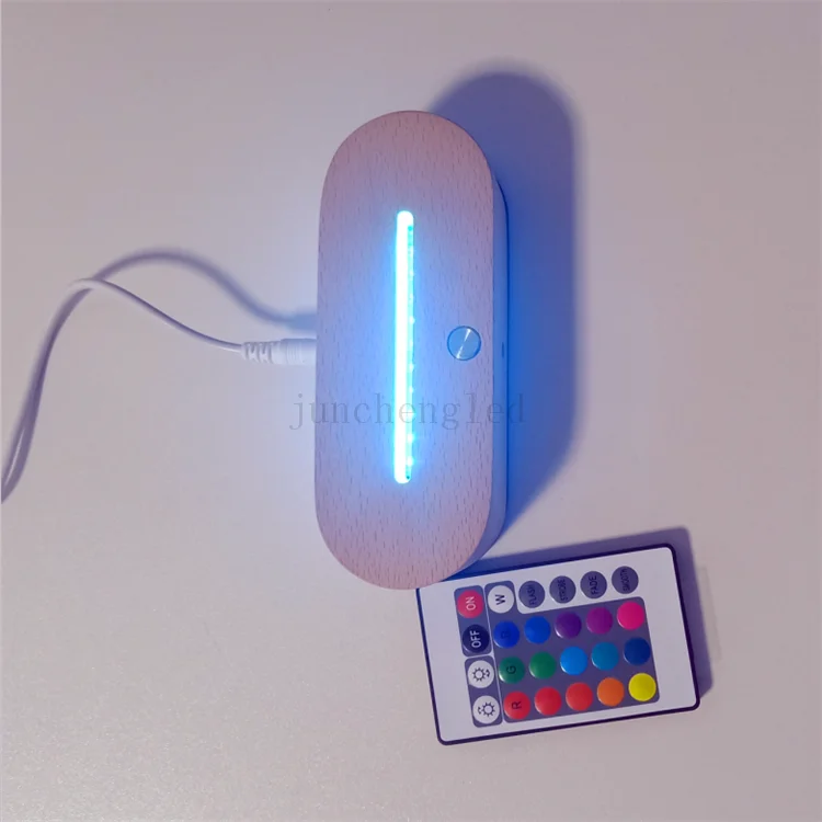 7 Color LED Oval Wooden RGB 3D Lamp Holder Blank Acrylic New Design Wooded 3D Acrylic Lamp Base LED Lamp Night Light