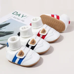 Hot Selling Baby Boys and Girls Shoes Soft TPR Anti-slip Sole Sock Shoes Ankle Covered Toddler Shoes Spring and Autumn Style