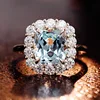 14k gold+lab sapphire main stone+moissanite diamond ring