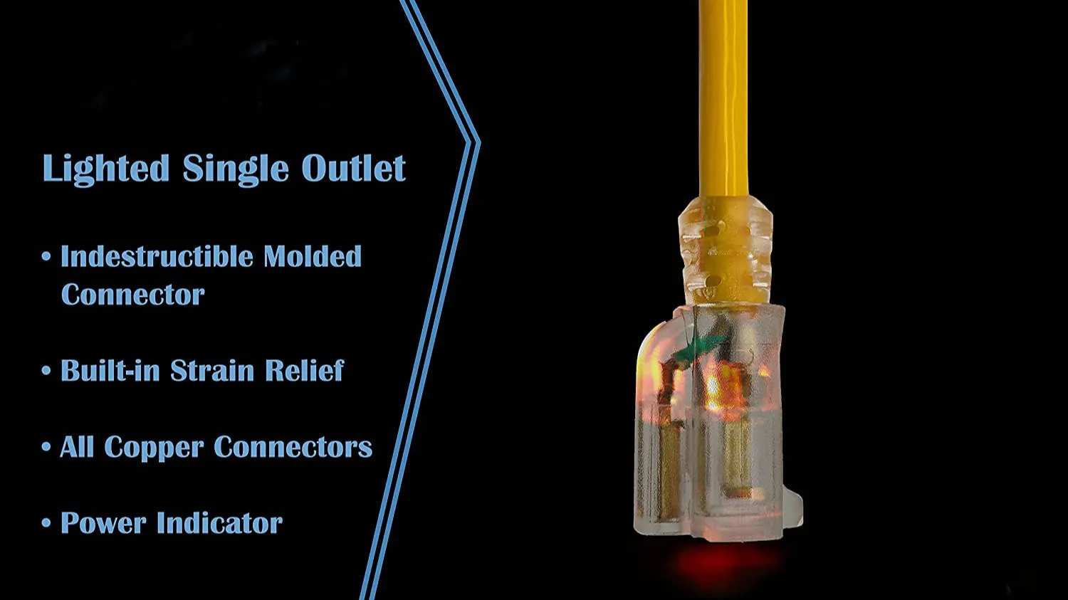 Huanchain 12/3 Lighted Outdoor 100ft Yellow Extension Cord Led Lighted