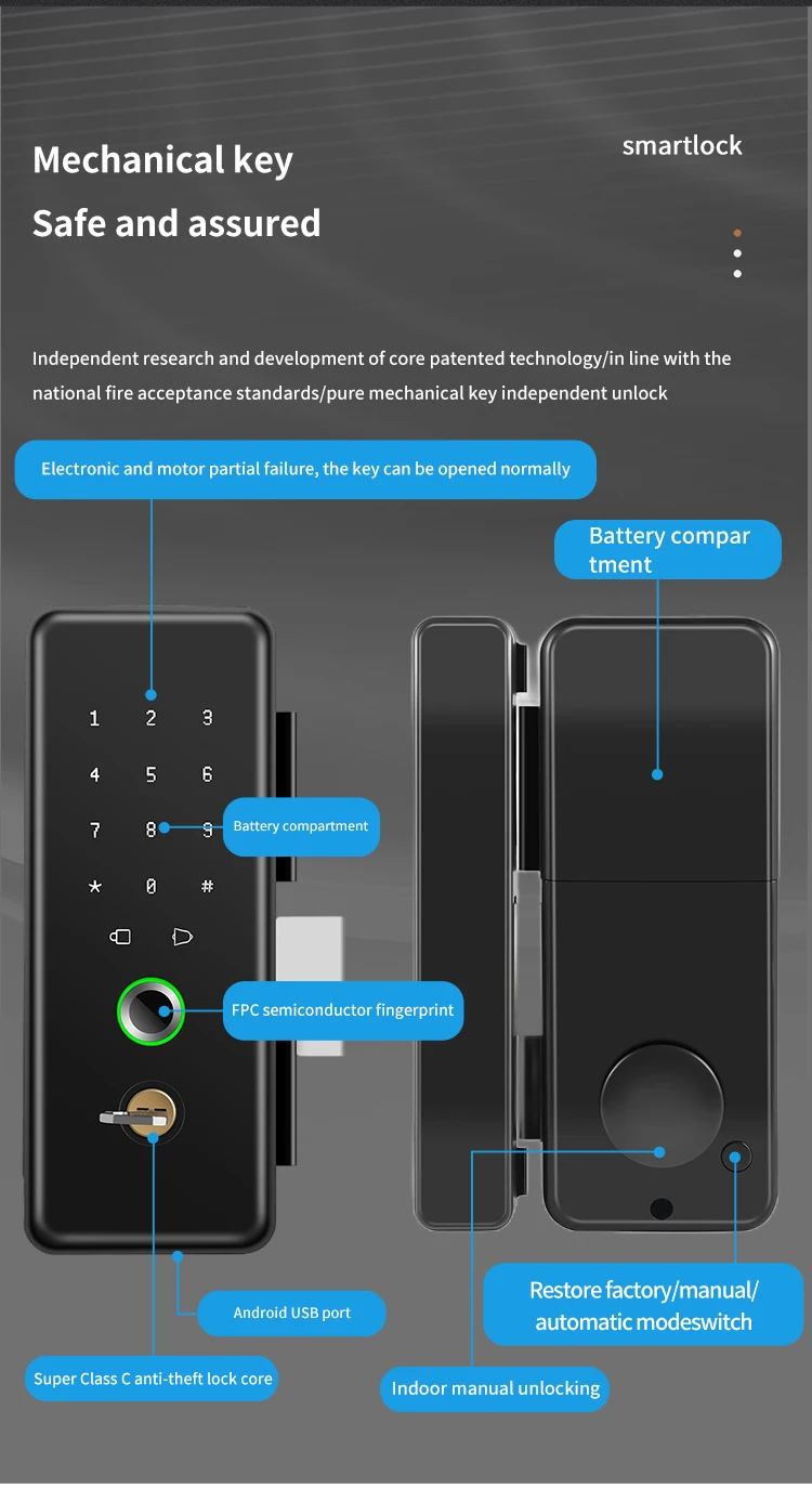 Fully Automatic Electronic Door Lock Smart Gate Lock Aluminum