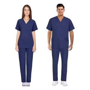 Factory Custom Made-to-Order Scrubs Uniforms Sets Stand Collar Short Sleeve & Tailored Design for Men and Women