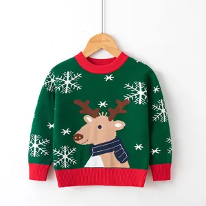 Children's Boys' and Girls' Cartoon Pullover Knitwear Christmas Elk Sweater Autumn/Winter New Year