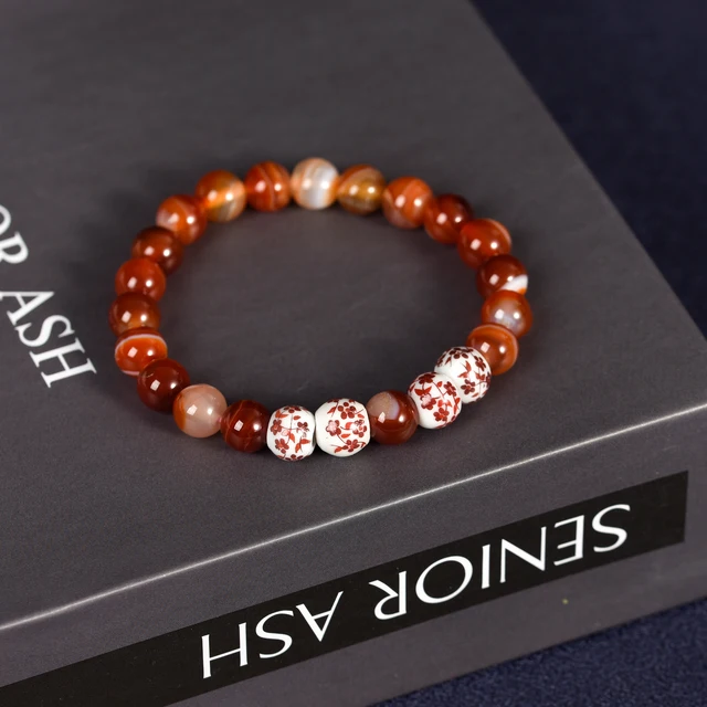 Wholesale Hot Sale High Quality Elegant Blue-and-White Porcelain Bead Crystal Natural Stone Bracelet