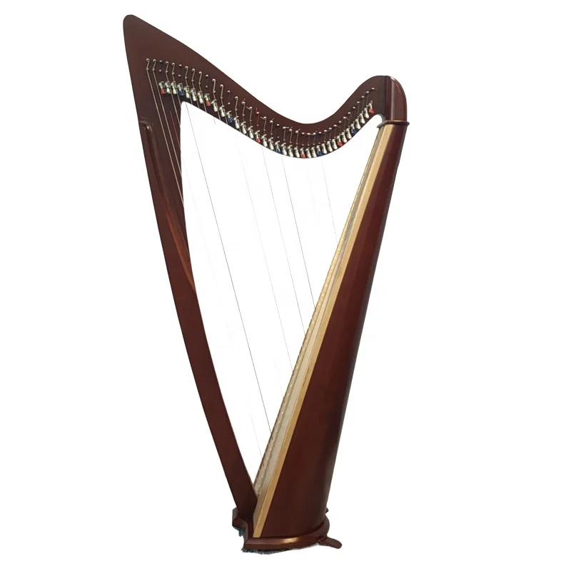 A Professional 38-String Lever Irish Harp Without Pedal Lyre Harp Round Sound Box for Beginners for Teaching Students