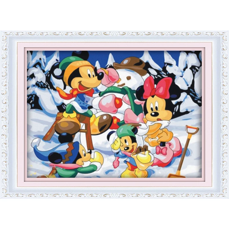Hot-Selling Custom DIY Anime Group Image Painting by Numbers Kits Mickey and Donald Family Happy Time