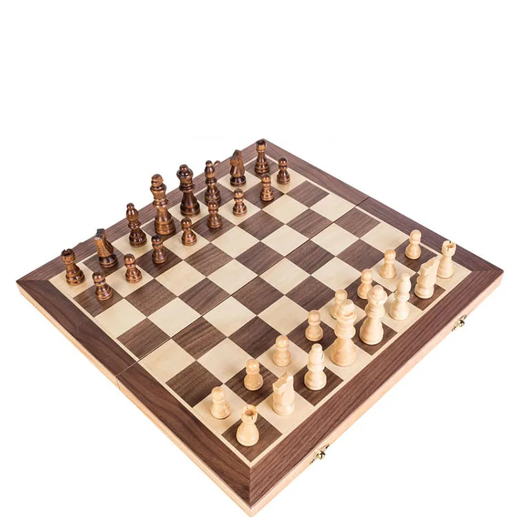 Private Label Folding Chess Board High Quality Wooden Chess Wholesale International Chess Sets