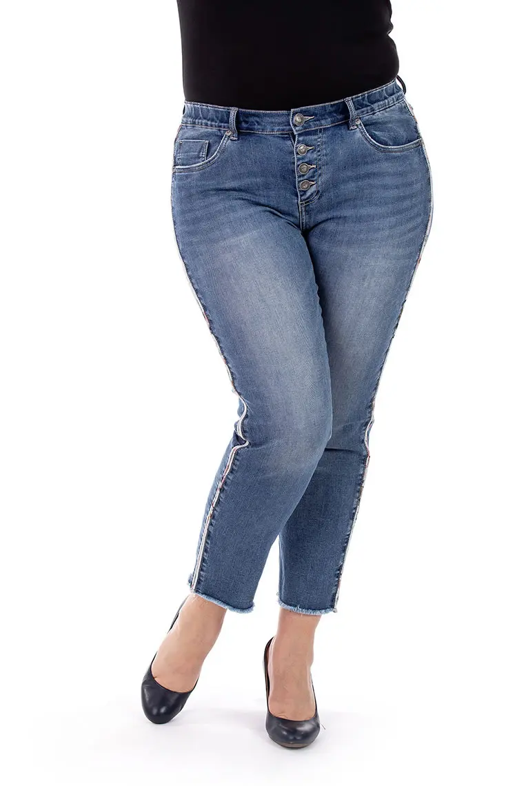 Raw Hem Plus High Waist Women Skinny 