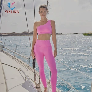 Workout Apparel Women Fitness Clothing 2 Piece Yoga Sets Custom Wholesale Solid Color Slim Yoga Short Sleeve Breathable Gym Wear