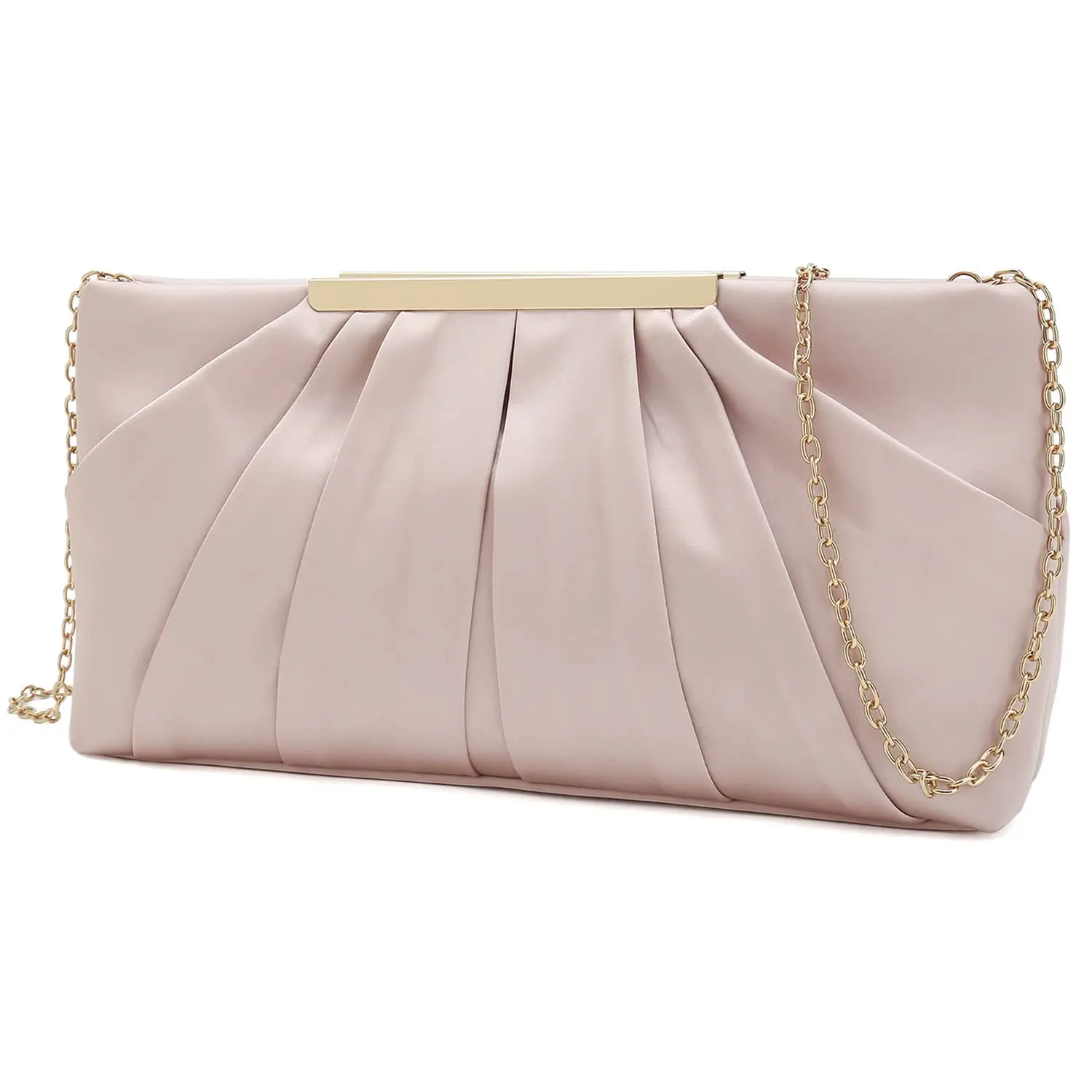 CHARMING TAILOR Clutch Evening Bag Elegant Pleated Satin Formal Handbag  Simple Classy Purse for Women