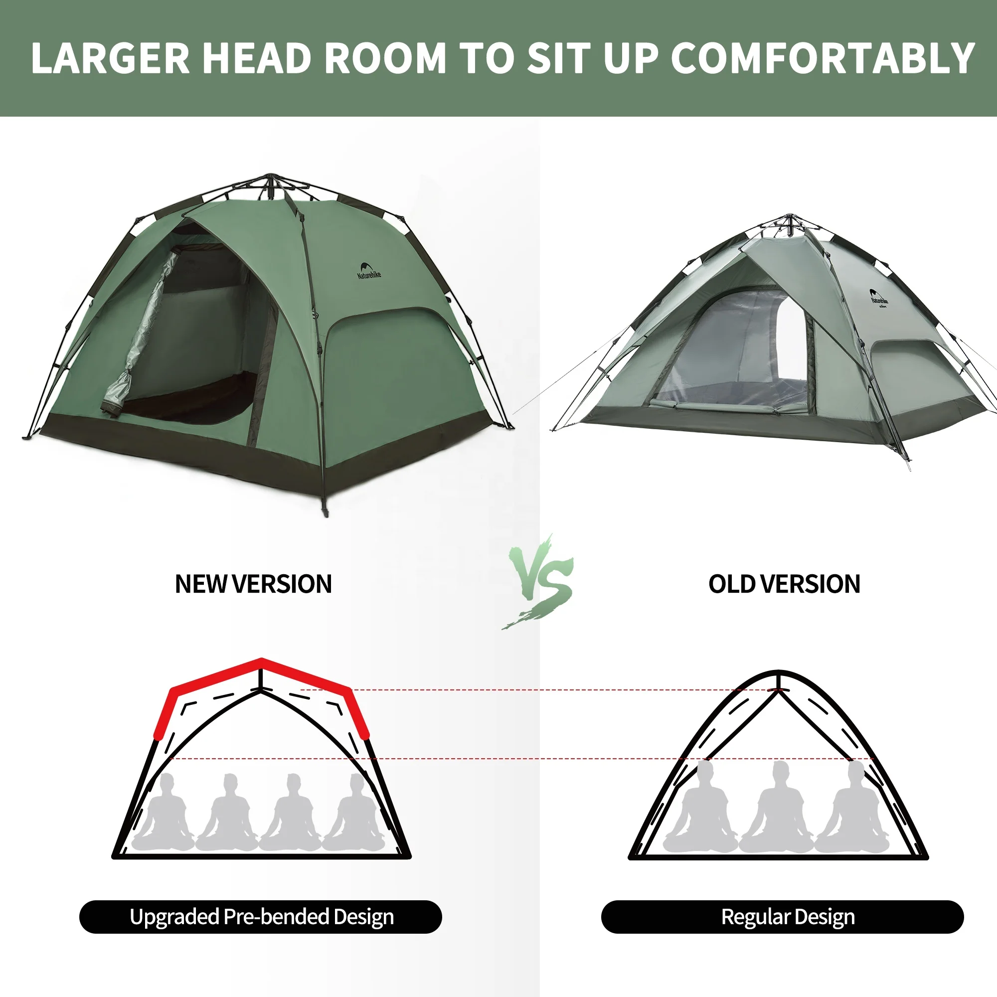 Naturehike cape5 50+UPF sun protection Windproof Family camping outdoor pop up tents 3-4 person automatic Camping tent