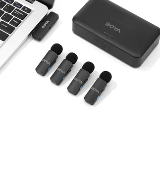 BOYA BY-V4U 4 Channel Mini Portable Audio Video Recording Mini Lapel Mic Microfone Wireless Lavalier Lapel Microphone