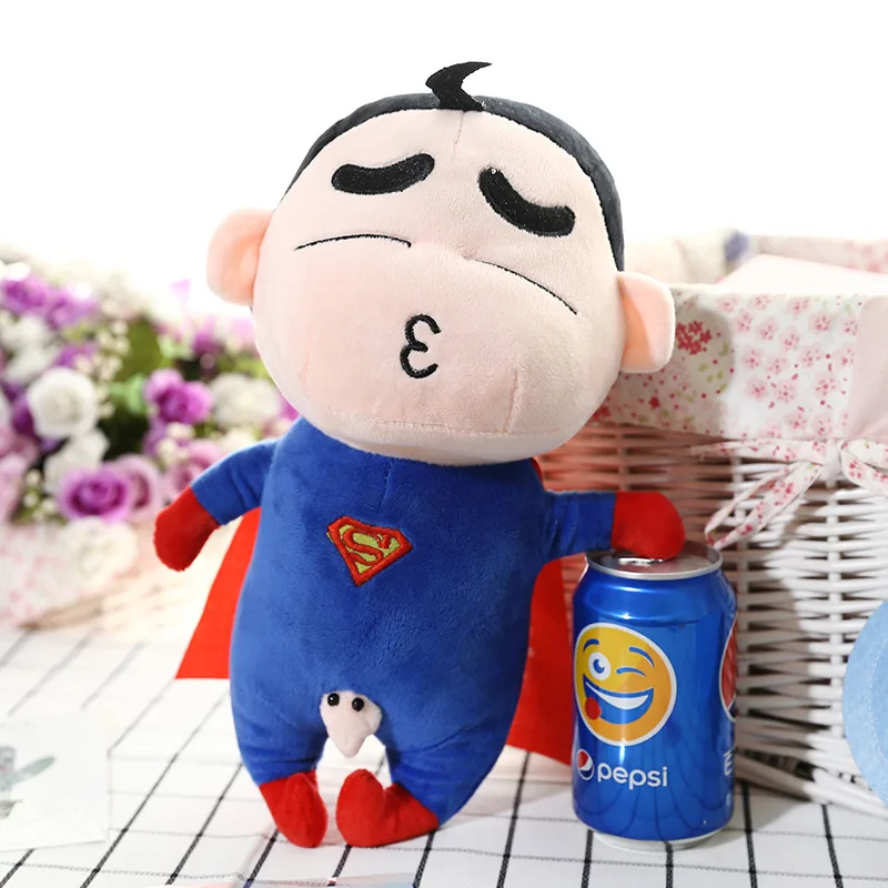New Crayons Shin Chan Transforms Into Spiderman Super Plush Toy Man Cute Cartoon Avengersed Action Figures Doll