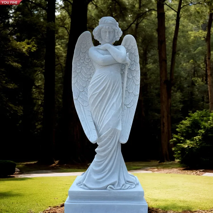 Outdoor Garden Life Size Hand Carved Marble Angel Statue