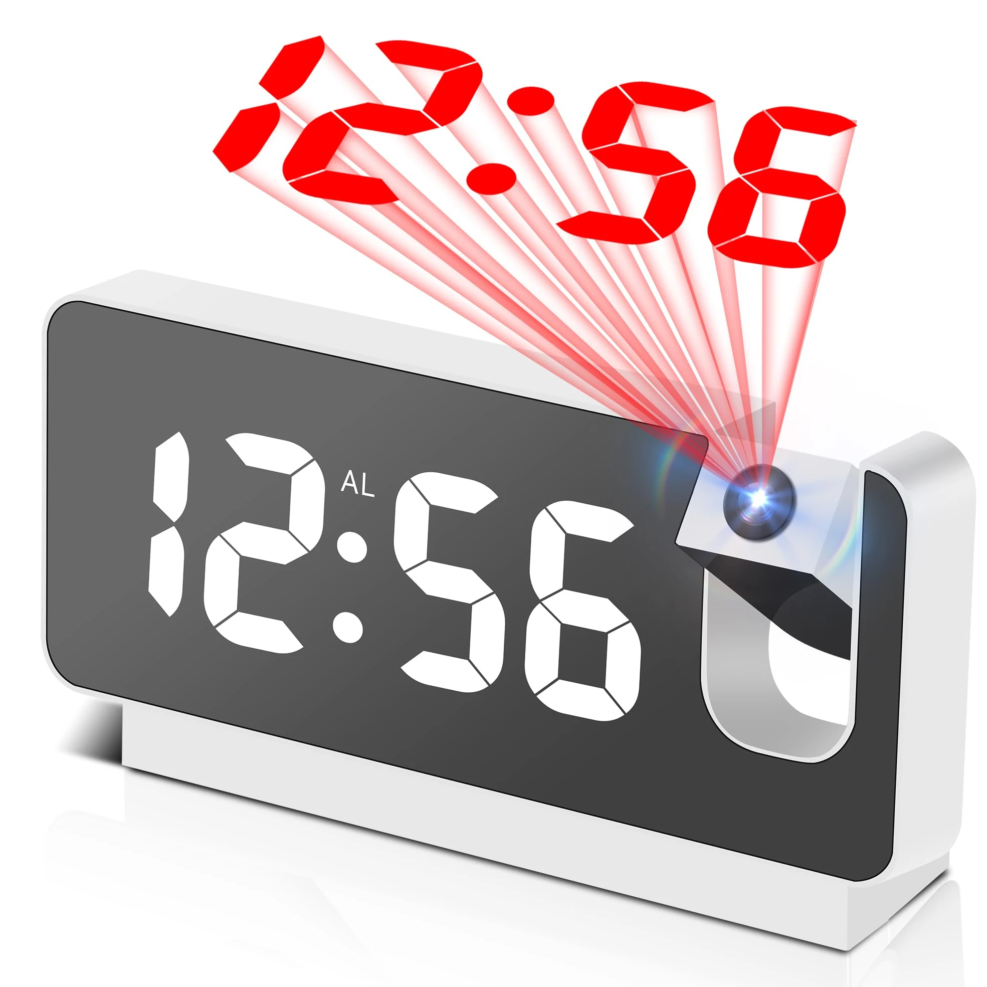 Réveil Projecteur Avec Horloge LED, Projection Plafond & Mur - Thermomètre, Humidité, Météo - Parfait Chambre Enfant & Bébé