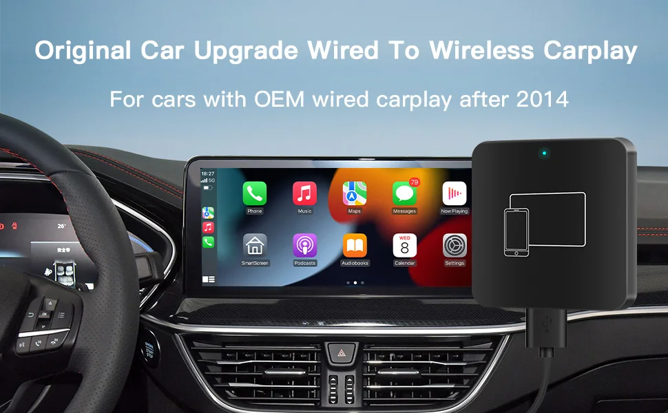 Carabc wireless apple carplay dongle for car wired to wireless carplay