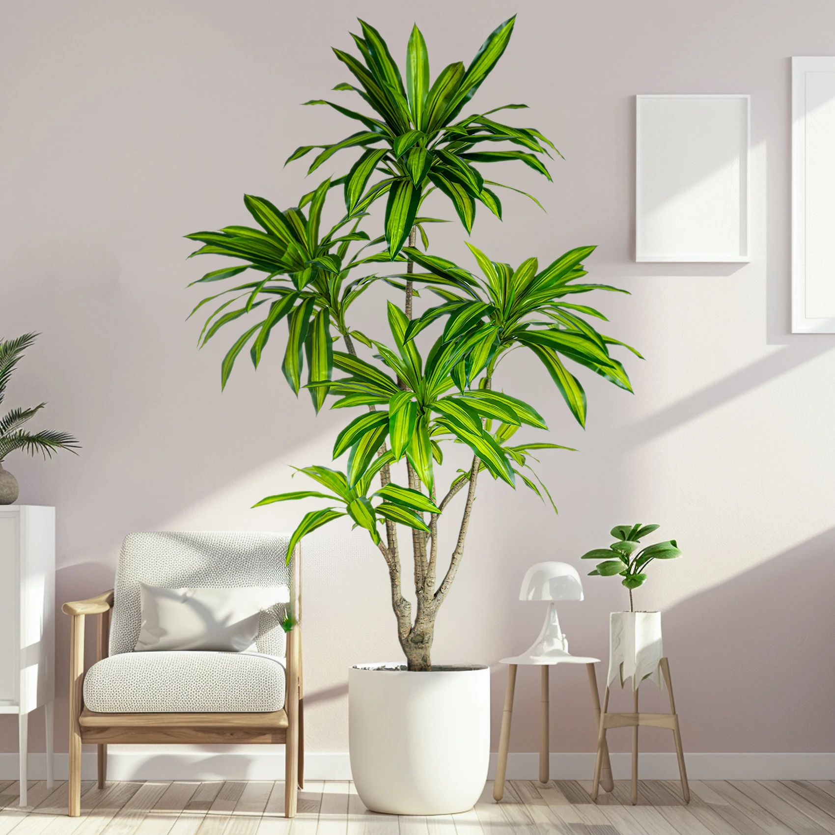Brazilian Iron Tree Simulated Dracaena Fragrans Decorative Artificial Bonsai Grass Leaf-Type Leaves Home Office Outdoor Hotel