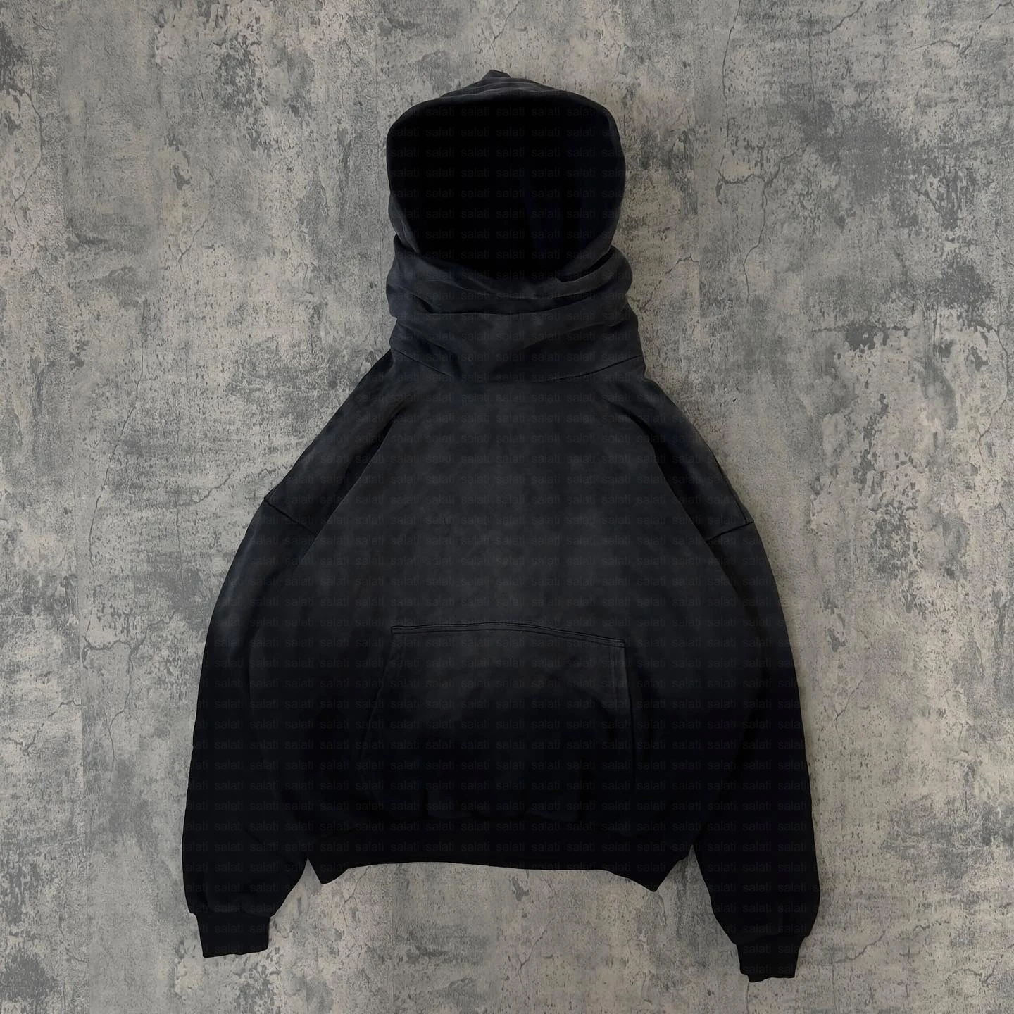 Custom Premium Pullover Sweatshirts Stringless Cotton French Terry Oversized Distressed Blank Masked Stone Acid Wash Hoodies Men gallery 10