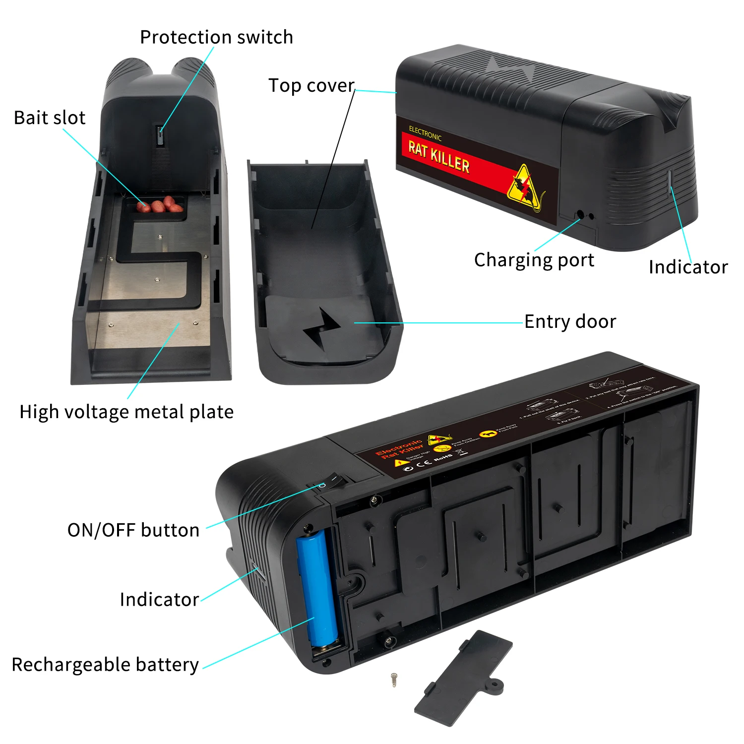 X-pest Best Mouse House Trap Electric Rat Killer Trap Bait Rodent Pest ...