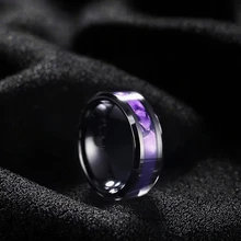 Wholesale Price Luxury Men Jewelry Black Plated Men Rings Tungsten Carbide Rings Inlay Opal Wedding Band Ring