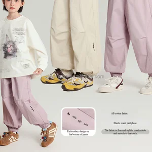 Customizable Kids Girls Outdoor Functional Cargo Pants Multiple Pockets Drawstring Hem Casual Everyday