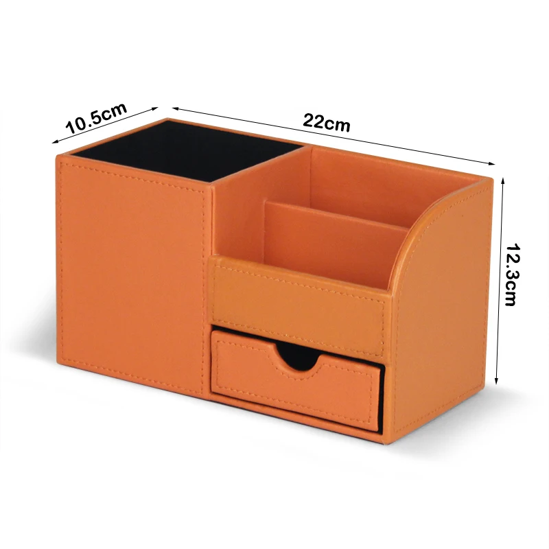 Различные кожаные материалы, органайзер для офисного стола с ящиком, различные цвета, Настольный Органайзер