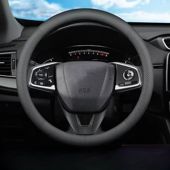 eco friendly business leather car steering wheel cover hand sewn sweat-absorbing car steering wheel cover