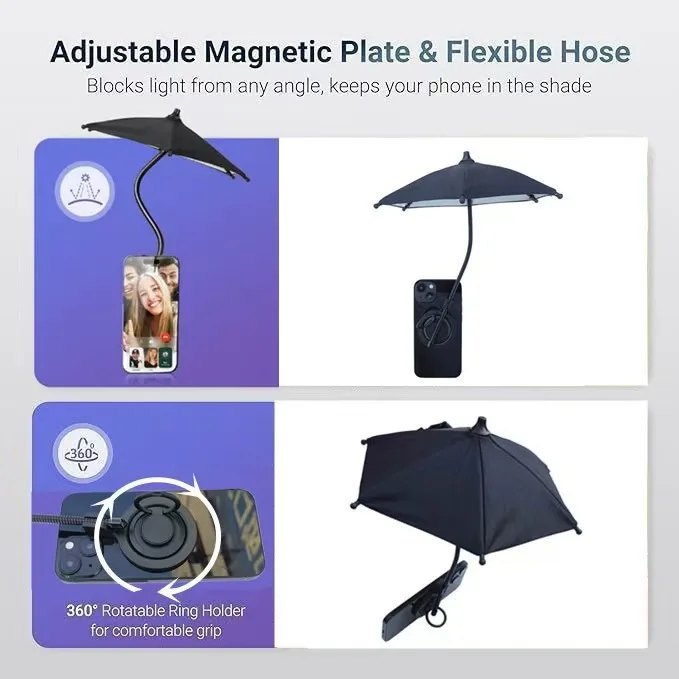 Magnetic Retractable Phone Umbrella Stand Umbrella Mini Sunscreen Cute Wholesale Custom logo preview 5