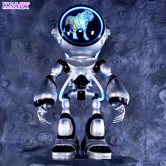 Luminous robot sculpture Electroplated glass fiber sculpture science and technology exhibition hall decoration cartoon model